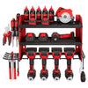 VEVOR Power Tool Organizer Wall Mount, 3-Layer Storage Rack with 4 Drill Holders, Tools Holder and Storage Rack with Side Pegboards, Garage Tool Organizer for Garage, Workbench, and Workshop