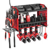 VEVOR Power Tool Organizer with Charging Station, 3-Layer Drill Storage Rack with 4 Drill Holders & Side Pegboard, Garage Tool Organizer Built in 8 Outlet Power Strips for Garage, Workbench, Workshop