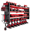 VEVOR Power Tool Organizer Wall Mount, 4-Layer Storage Rack with 8 Drill Holders, Tools Holder and Storage Rack with Side Pegboards, Garage Tool Organizer for Garage, Workbench, and Workshop