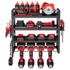 VEVOR Power Tool Organizer Wall Mount, 4-Layer Storage Rack with 4 Drill Holders, Tools Holder and Storage Rack with Screwdriver Holder, Garage Tool Organizer for Garage, Workbench, and Workshop