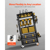 VEVOR 5-tier Tool Organizer Cart with Charging Station, 8 AC Outlet, Floor Stand Rolling Drill Holder and Tool Battery Storage Rack on Wheels, Garage Floor Rolling Storage Cart for Workshop, Garage