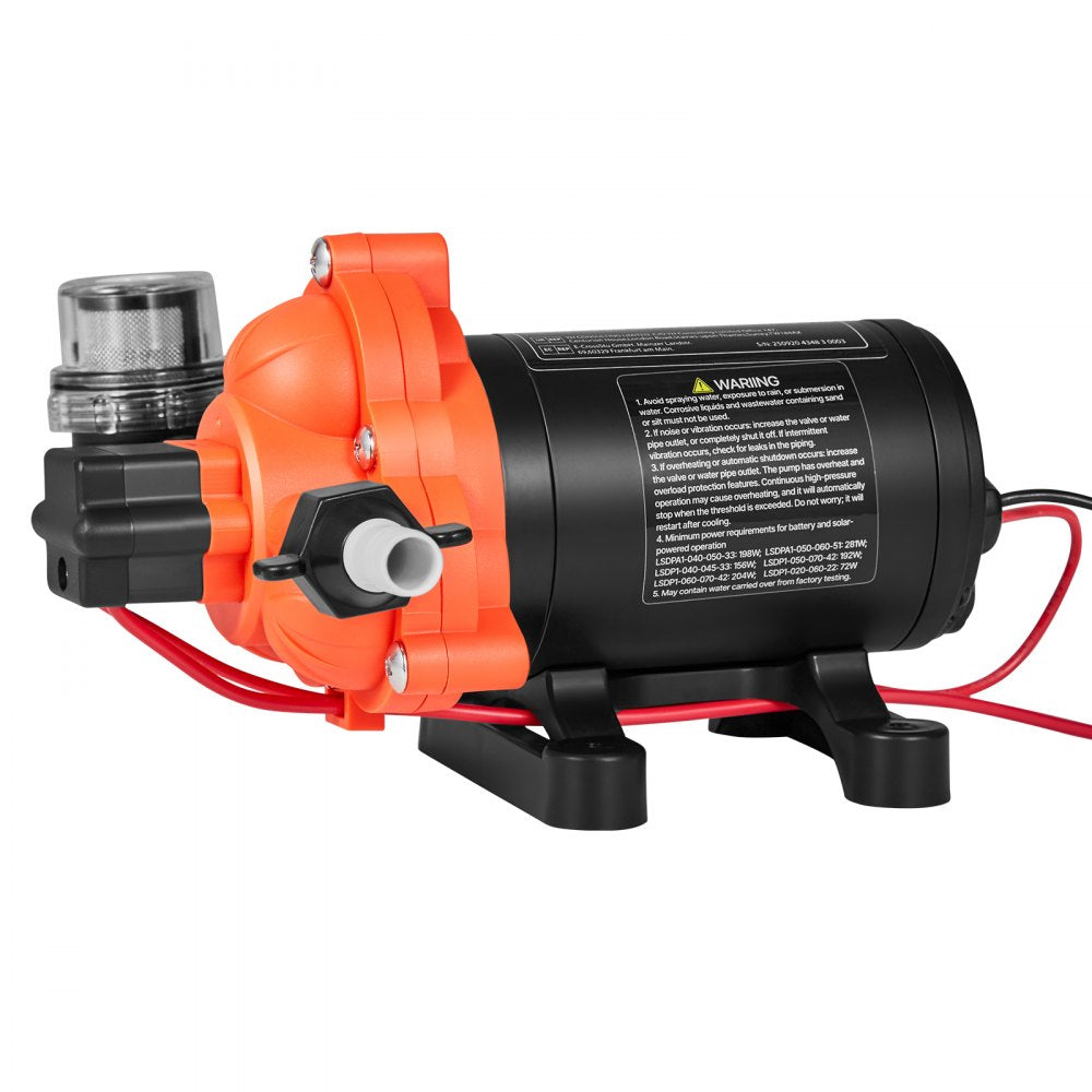 VEVOR RV Water Pump, 12V DC 4 GPM (15.1 L/min), 3-Chamber Self-Priming Diaphragm Water Pump with Automatic Pressure Switch, 40 PSI Max Pressure, On Demand for RV, Caravan, Marine, Yacht, Car Washing