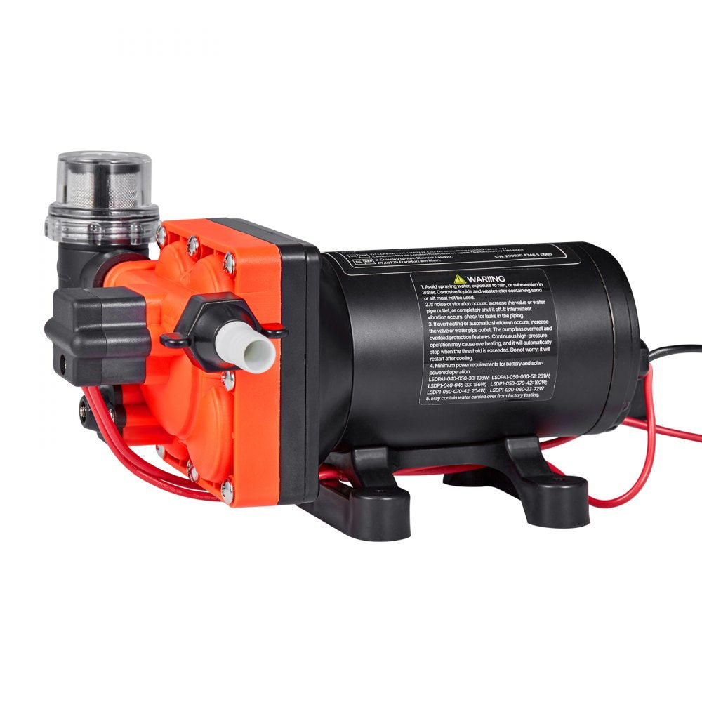 VEVOR RV Water Pump, 12V DC 6 GPM (22.7 L/min), 4-Chamber Self-Priming Diaphragm Water Pump with Automatic Pressure Switch, 70 PSI Max Pressure, On Demand for RV, Caravan, Marine, Yacht, Car Washing