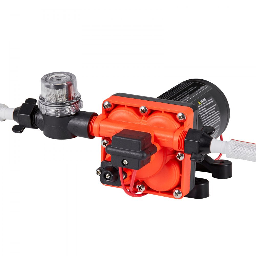 VEVOR RV Water Pump, 12V DC 6 GPM (22.7 L/min), 4-Chamber Self-Priming Diaphragm Water Pump with Automatic Pressure Switch, 70 PSI Max Pressure, On Demand for RV, Caravan, Marine, Yacht, Car Washing