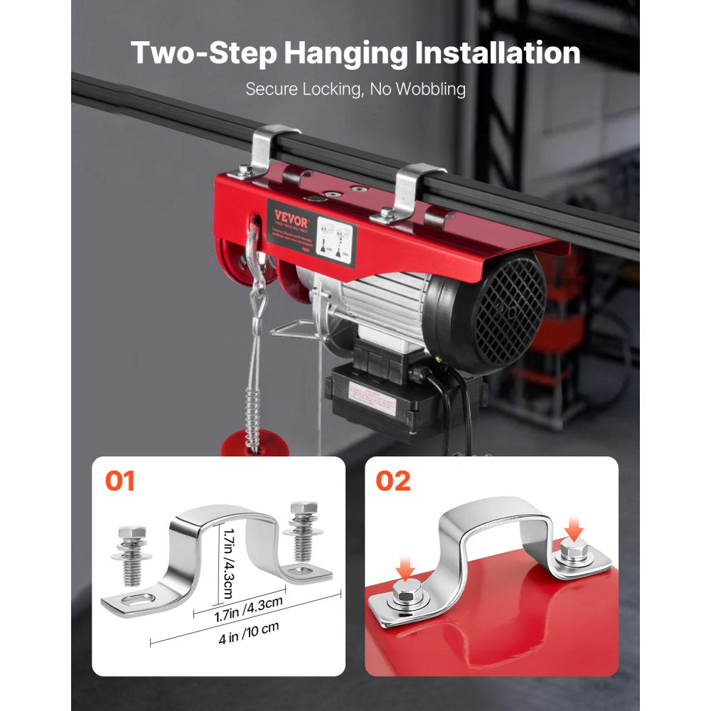 VEVOR Electric Hoist, 1320 lbs 120V Electric Winch with 328 ft Wireless & 14 ft Wired Remote Control, 40 ft Single Cable Lifting Height, Single/Double Slings, Lift Hoist for Garage Warehouse Factory