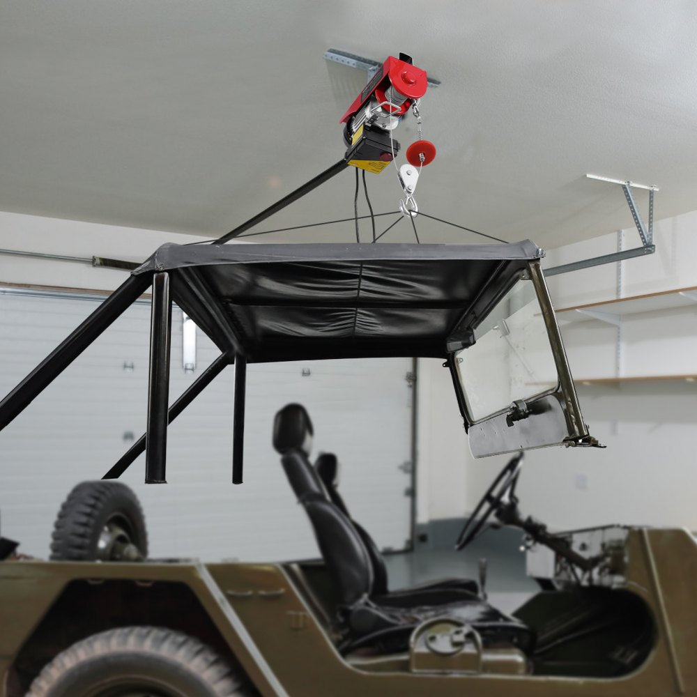 VEVOR Electric Hoist, 440 lbs 120V Electric Winch with 328 ft Wireless & 14 ft Wired Remote Control, 40 ft Single Cable Lifting Height, Single/Double Slings, Lift Hoist for Garage Warehouse Factory