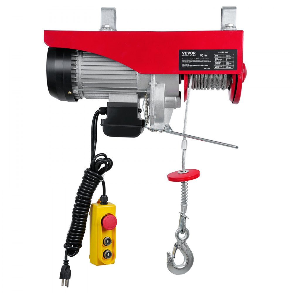 VEVOR Electric Hoist, 1320 lbs Lifting Capacity, 1150W 110V Electric Steel Wire Winch with 14ft Wired Remote Control, 40ft Single Cable Lifting Height & Pure Copper Motor, for Garage Warehouse Factory