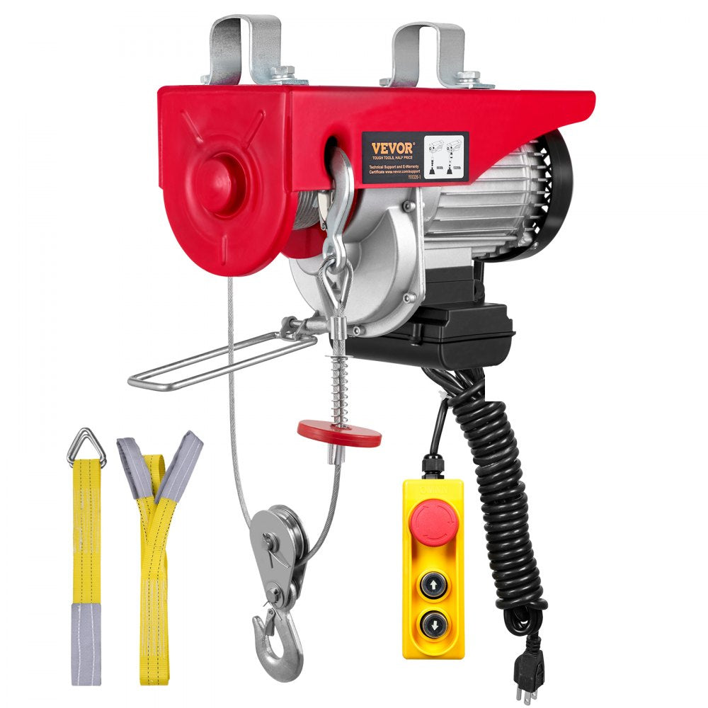 VEVOR Electric Hoist, 1320 lbs Lifting Capacity, 1150W 110V Electric Steel Wire Winch with 14ft Wired Remote Control, 40ft Single Cable Lifting Height & Pure Copper Motor, for Garage Warehouse Factory