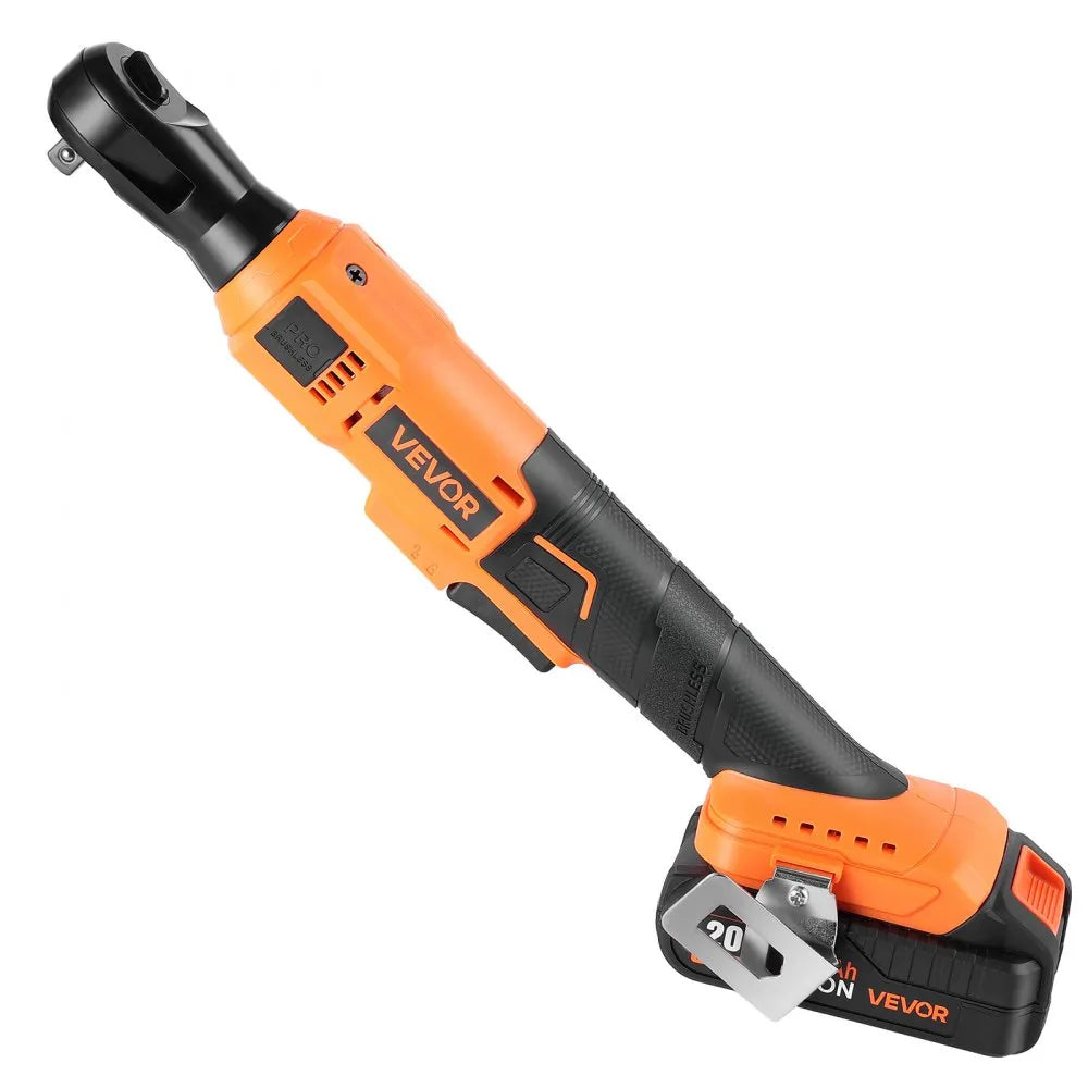 VEVOR Cordless Ratchet Wrench, 3/8 inch Drive, 230 RPM, up to 88 ft-lbs of Torque, Battery Powered Electric Ratchet Wrench Set with Two 2.0Ah Batteries, Charger, Sockets, Adaptors and Cloth Bag