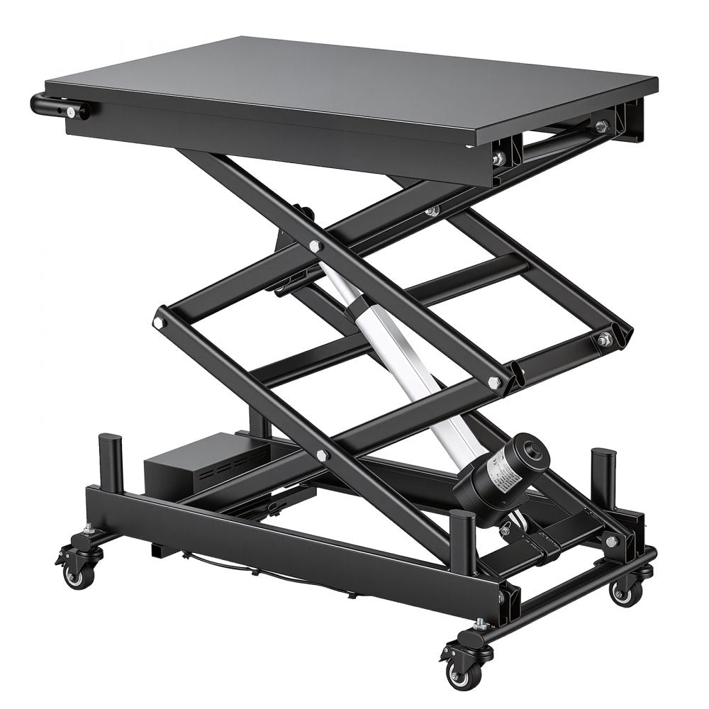VEVOR Electric Lift Table, 330 lbs Capacity Double Scissor Lifting Table, Great for Material Handling, Moving, Transportation, 43 in Max. Height Adjustable Lift Platform, 4 Swivel Casters with Brakes