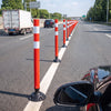 VEVOR Traffic Cones Delineator Posts, 48 Inch 8-Pack Orange Safety Post Cones with 4-Point Fixed Base & Reflective Strips for Parking Lots, Traffic Control, Road Safety, Construction Zones