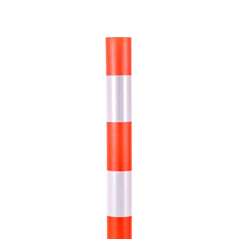 VEVOR Traffic Cones Delineator Posts, 48 Inch 8-Pack Orange Safety Post Cones with 4-Point Fixed Base & Reflective Strips for Parking Lots, Traffic Control, Road Safety, Construction Zones