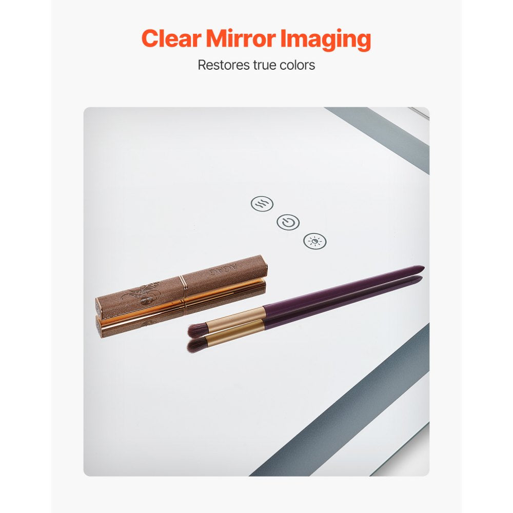 VEVOR LED Bathroom Mirror, 24" x 32" LED Bathroom Vanity Mirror with Frontlit and Backlit, Anti-Fog Memory Mirror with Lights, Stepless 3 Colors Temperature Dimmable Bathroom Mirror, Wall Mounted