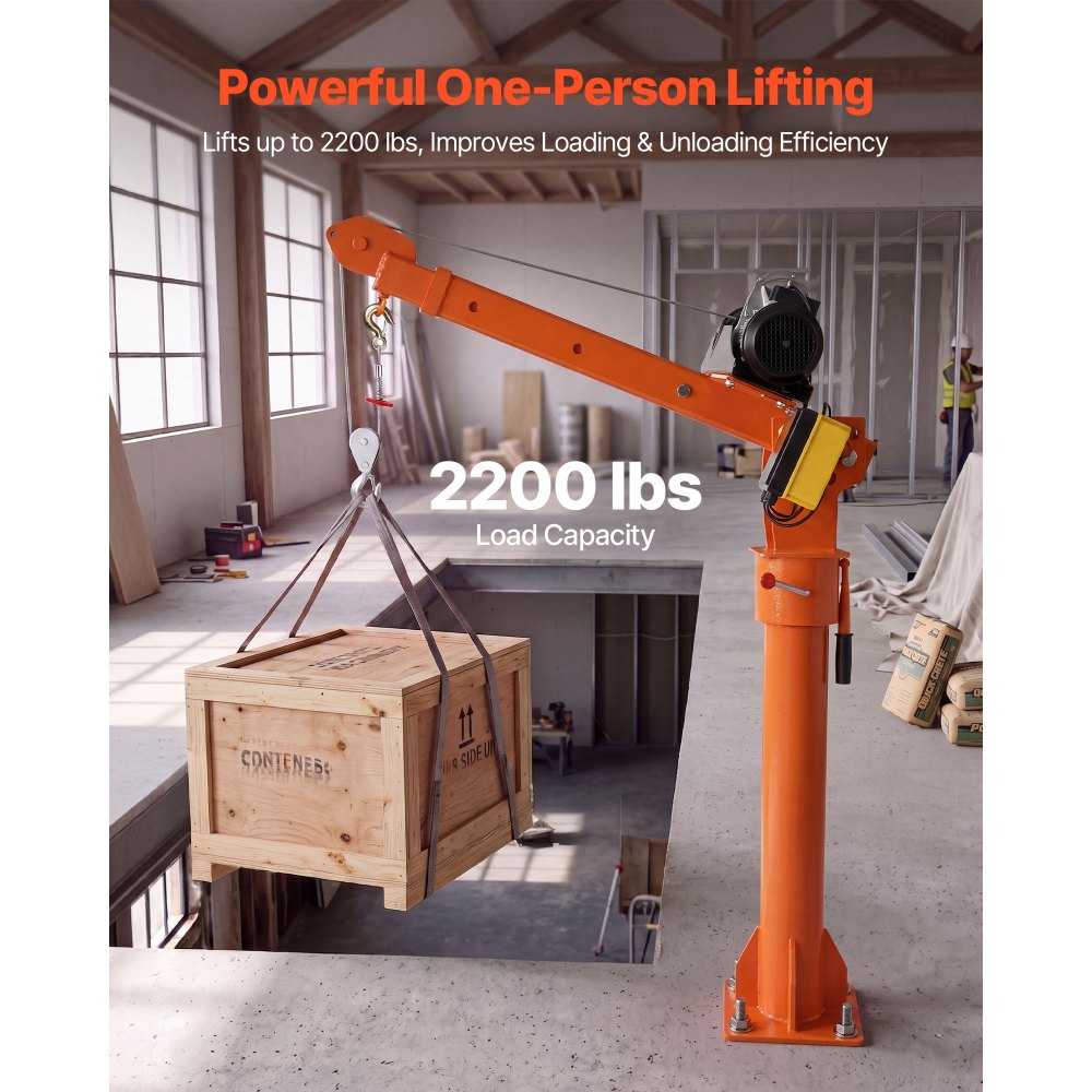 VEVOR Electric Truck Crane, 2200 lbs Pickup Truck Crane with 2200 LBS Electric Hoist, 360° Rotating Telescopic Boom, Premium Galvanized Steel, Foldable Pickup Bed Jib Hoist for Machine Lumber Lifting