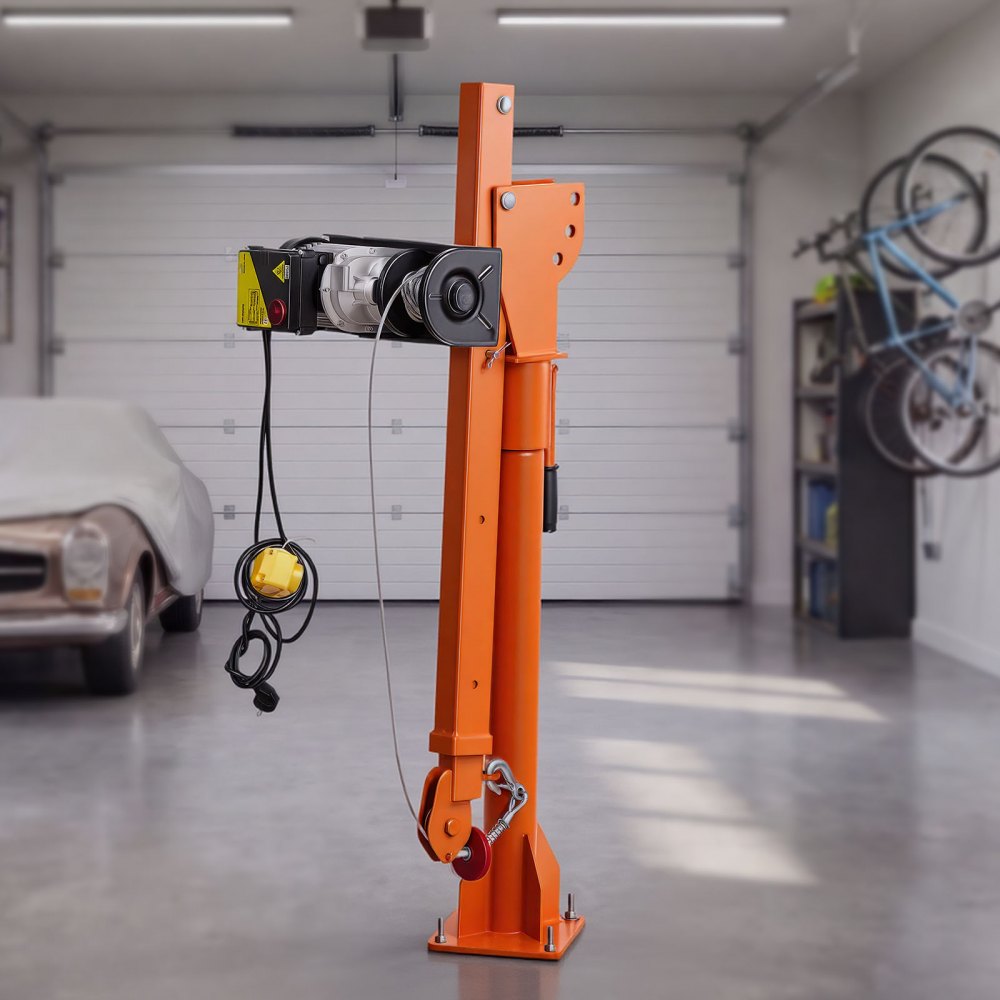 VEVOR Electric Truck Crane, 1100 lbs Pickup Truck Crane with PA800 Electric Hoist, 360° Rotating Telescopic Boom, Premium Galvanized Steel,Foldable Pickup Bed Jib Hoist for Machine Lumber Lifting