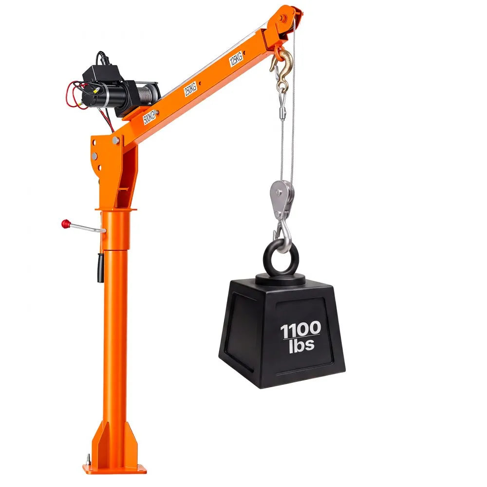 VEVOR Electric Truck Crane, 1100 lbs Pickup Truck Crane with 12V 3000 lbs Electric Winch, 360° Rotating Telescopic Boom, Premium Galvanized Steel, Foldable Pickup Bed Jib for Machine Lumber Lifting