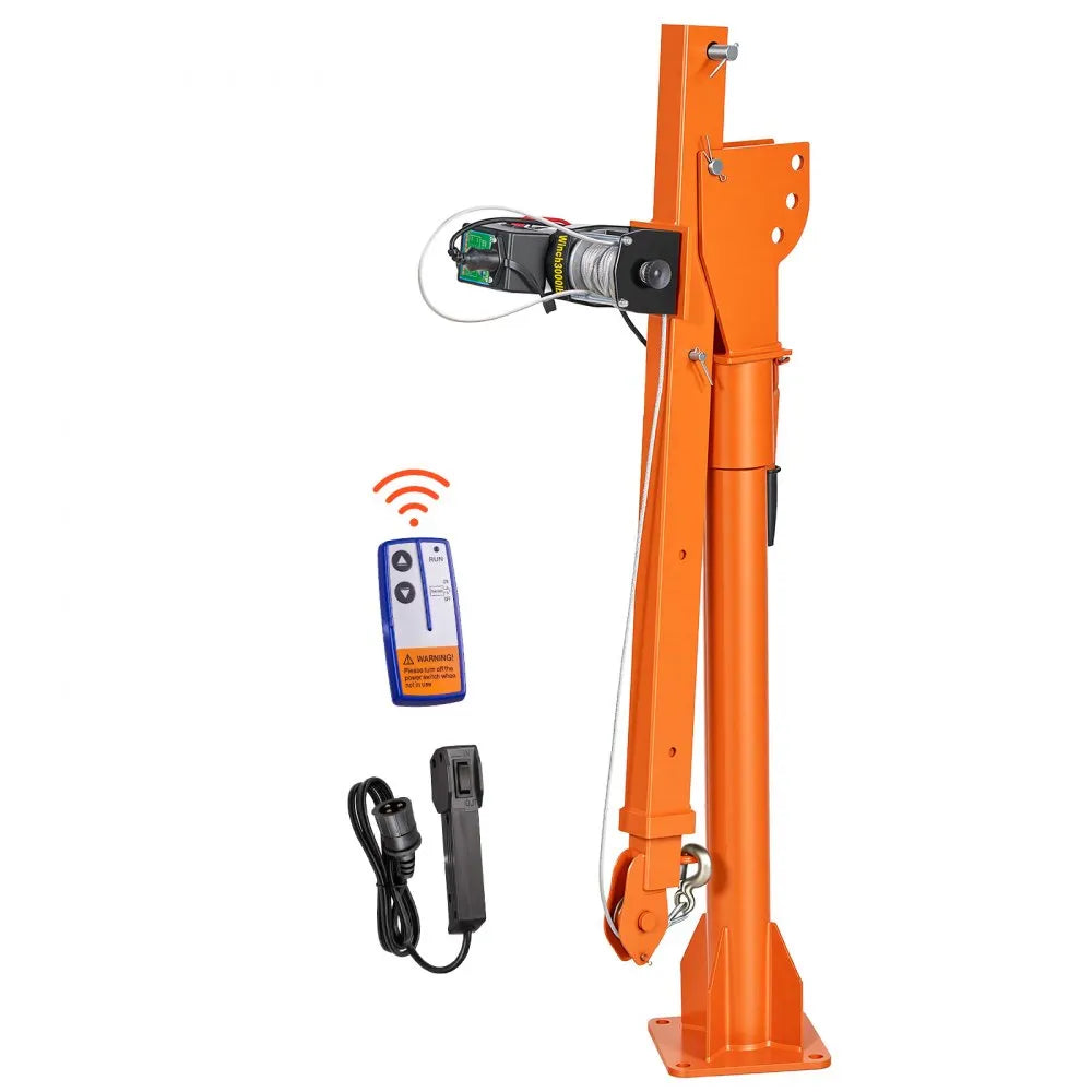 VEVOR Electric Truck Crane, 1100 lbs Pickup Truck Crane with 12V 3000 lbs Electric Winch, 360° Rotating Telescopic Boom, Premium Galvanized Steel, Foldable Pickup Bed Jib for Machine Lumber Lifting