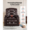 VEVOR Power Lift Recliner Chair, Triple-Motor, Large Electric Lift Chair with Heat and Massage for Elderly, Infinite Position Adjustment, Leather Surface, with Storage Pockets and Cup Holders, Brown