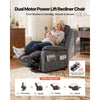 VEVOR Power Lift Recliner Chair, Dual Motor Medium Lift Chair with Heat and Massage for Elderly, Position Adjustable, Remote Control, with Side Pockets, Chenille Fabric, Dark Gray