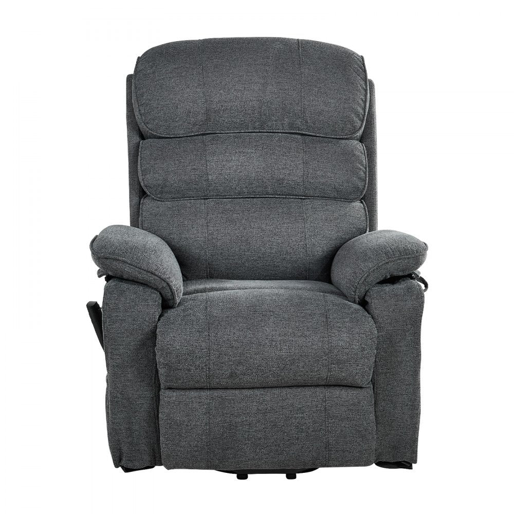 VEVOR Power Lift Recliner Chair, Dual Motor Medium Lift Chair with Heat and Massage for Elderly, Position Adjustable, Remote Control, with Side Pockets, Chenille Fabric, Dark Gray