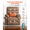VEVOR Power Lift Recliner Chair, Dual Motor, Medium Wide Electric Lift Chair with Heat and Massage for Elderly, Infinite Position Adjustment, Leather Surface, with Storage Pocket, Cup Holder, Brown