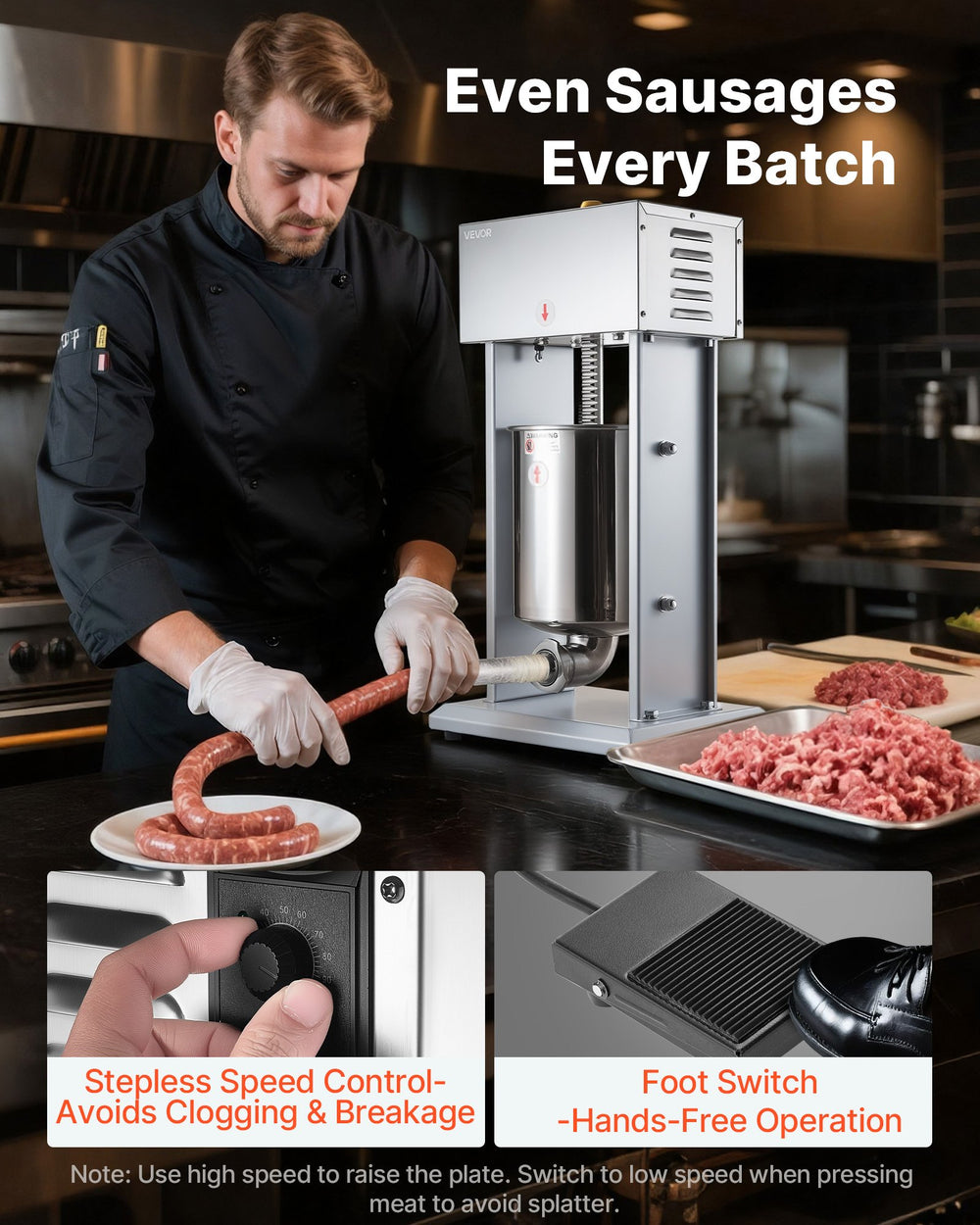 electric sausage stuffer with foot pedal Vevor Electric Sausage Stuffer 22 lbs. Vertical with Adjustable Speed – FactoryPure
