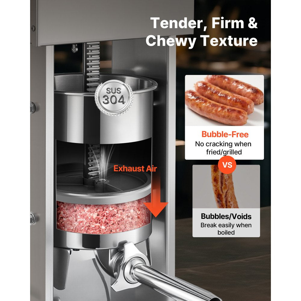 Bubble-reducing exhaust-hole pressure plate for firmer sausages and fewer air pockets