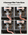 Four stuffing tube sizes for different sausage diameters
