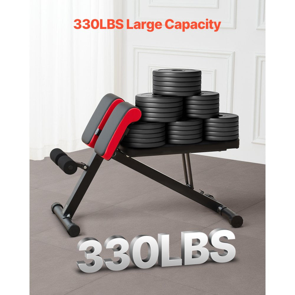 VEVOR Multi-Functional Weight Bench for Full Body Workout, Roman Chair Hyperextension Bench, 330 lbs Adjustable & Foldable Equipment for Back Arm Core Ab Workout, Sit Up Exercise Machine for Home Gym