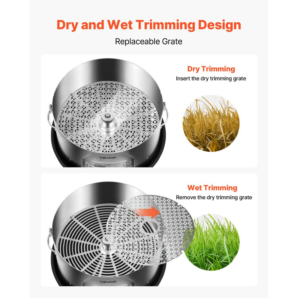 VEVOR Electric Bud Leaf Trimmer, 2-in-1 Manual & Electric, 16 in Bud Trimmer with Stainless Steel Blades, Visual Cutting, Wet & Dry Hydroponic Cutting Machine with Tray, for Plant Buds Flowers