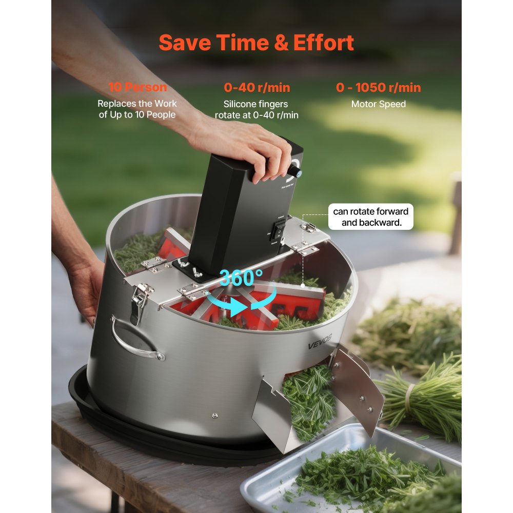 VEVOR Electric Bud Leaf Trimmer, 2-in-1 Manual & Electric, 16 in Bud Trimmer with Stainless Steel Blades, Visual Cutting, Wet & Dry Hydroponic Cutting Machine with Tray, for Plant Buds Flowers