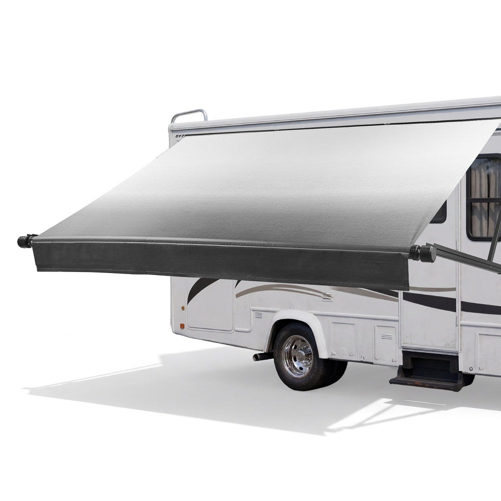 VEVOR Motorized RV Awning Complete Kit, 15.06FT Electric Retractable RV Awning with Aluminum Alloy Frame & Waterproof Fabric, Outdoor Camping Trailer Awnings Fit Most RVs (15FT Type, Gradient Black)