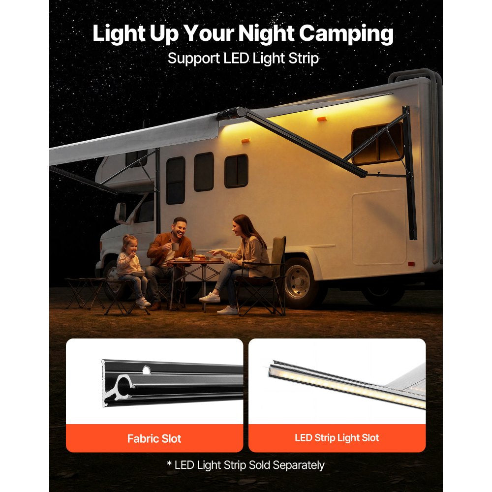 VEVOR Motorized RV Awning Complete Kit, 21.06FT Electric Retractable RV Awning with Aluminum Alloy Frame & Waterproof Fabric, Outdoor Camping Trailer Awnings Fit Most RVs (21FT Type, Gradient Gray)