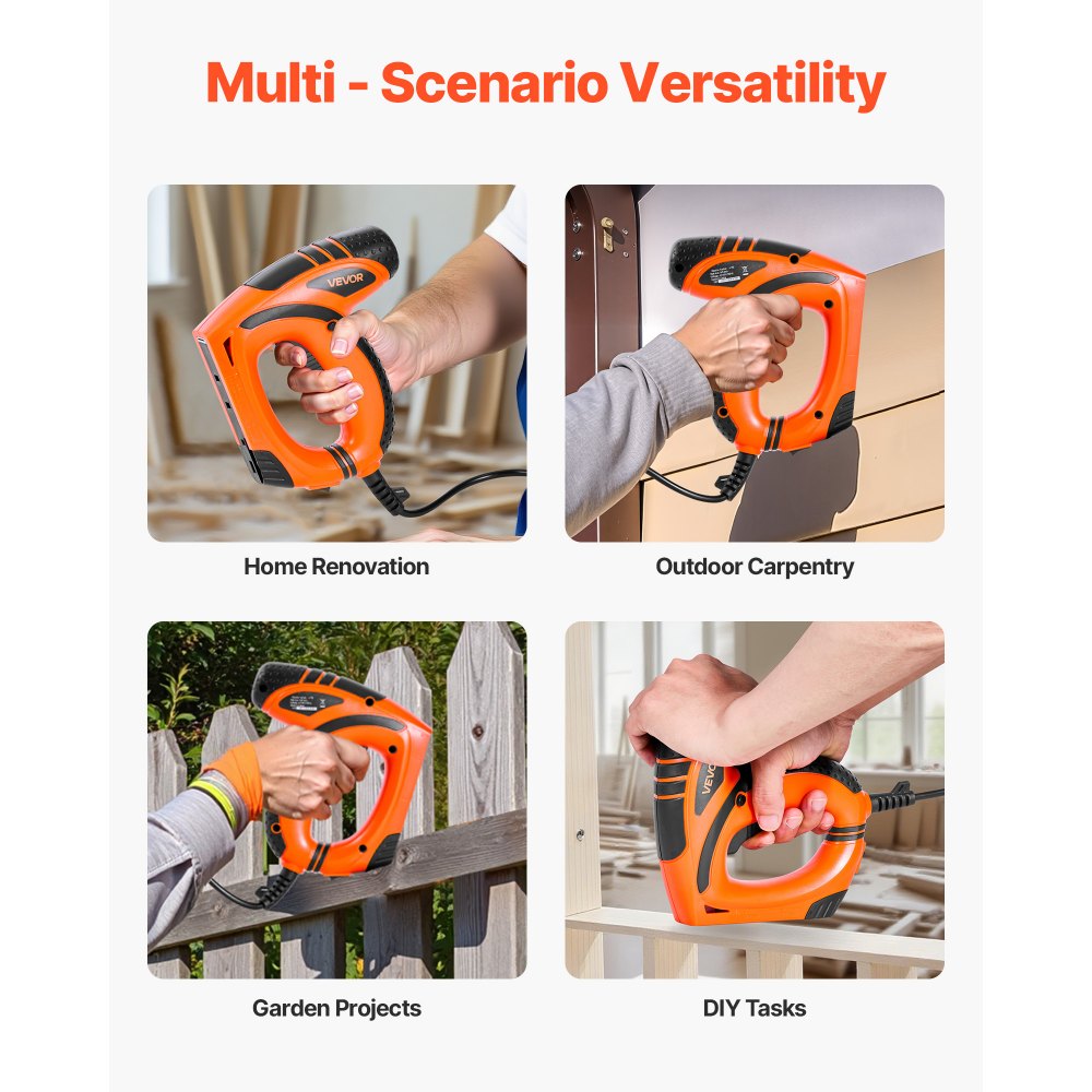 VEVOR Electric Nail Gun, 2-in-1 Staple Gun Brad Nailer, 18 Gauge 5/8 inch, Stapler Brad Nailer with 1000 Pcs Staples and 1000 Pcs Nails, Non-Slip Rubber Grip, for Woodworking and DIY Projects