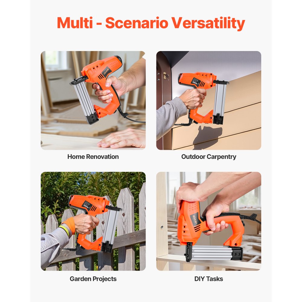 VEVOR Electric Nail Gun, 2-in-1 Staple Gun Brad Nailer, 18 Gauge 1-1/4 inch, Stapler Brad Nailer with 1000 Pcs Staples and 1000 Pcs Nails, Non-Slip Rubber Grip, for Woodworking and DIY Projects