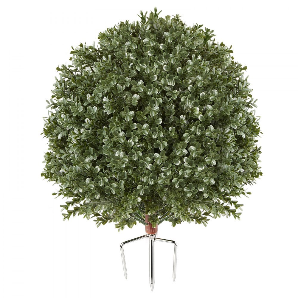 VEVOR Artificial Topiary Ball Boxwood Bush 20 in Set of 2 Green Fake Shrubs, PE Faux Trees with Metal Ground Spikes, Indoor & Outdoor Plant for Front Door, Entryway, Porch, Balcony, Patio, Garden