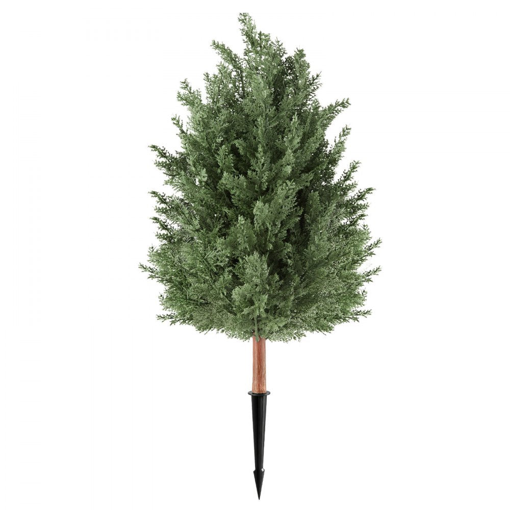 VEVOR Artificial Topiary Cedar Bush 3 Ft Set of 2 Greenery Fake Shrubs, PE Faux Trees with Ground Spikes, Indoor & Outdoor Green Plant for Front Door, Entryway, Porch, Balcony, Patio, Garden