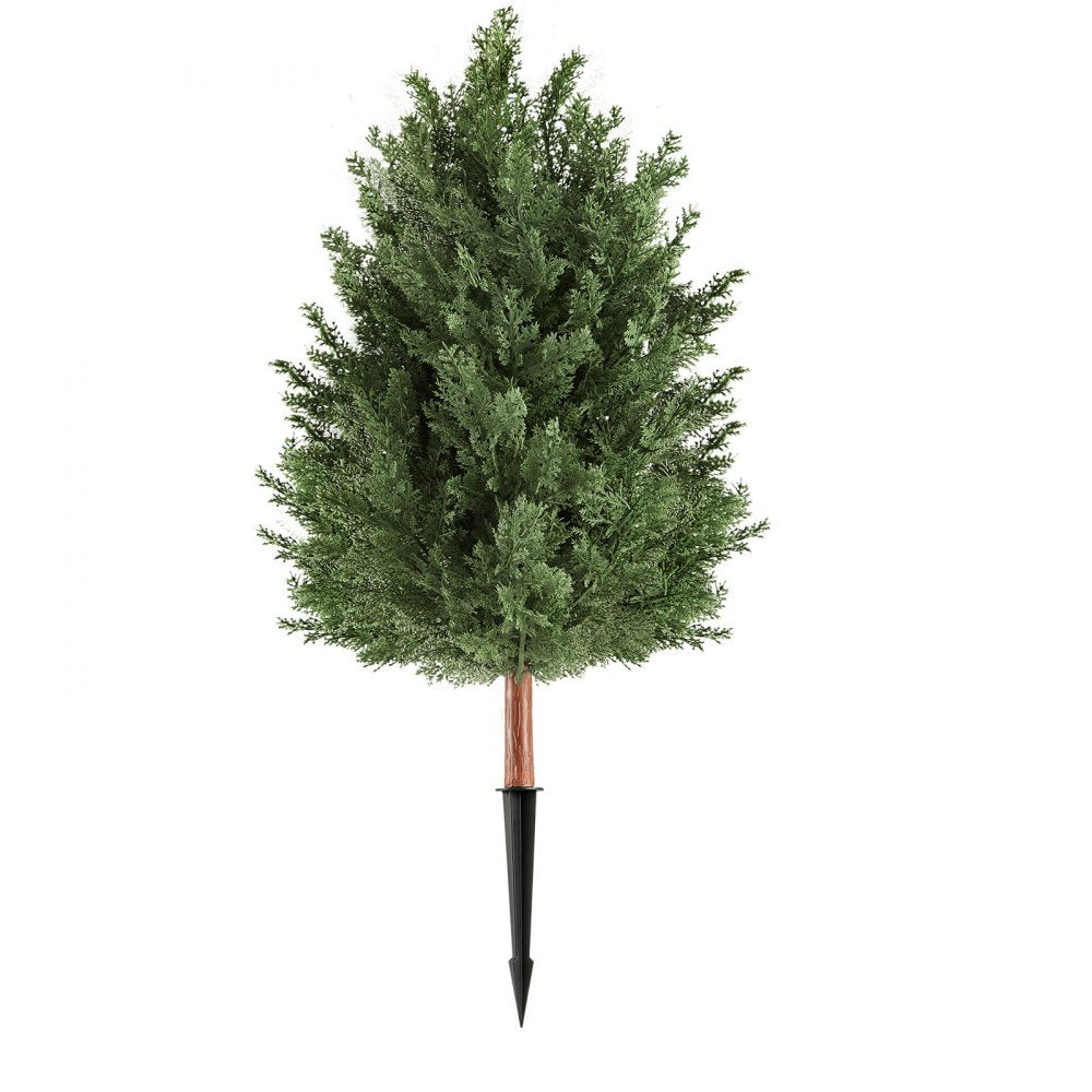 VEVOR Artificial Topiary Cedar Bush 3 Ft Set of 2 Greenery Fake Shrubs, PE Faux Trees with Ground Spikes, Indoor & Outdoor Green Plant for Front Door, Entryway, Porch, Balcony, Patio, Garden