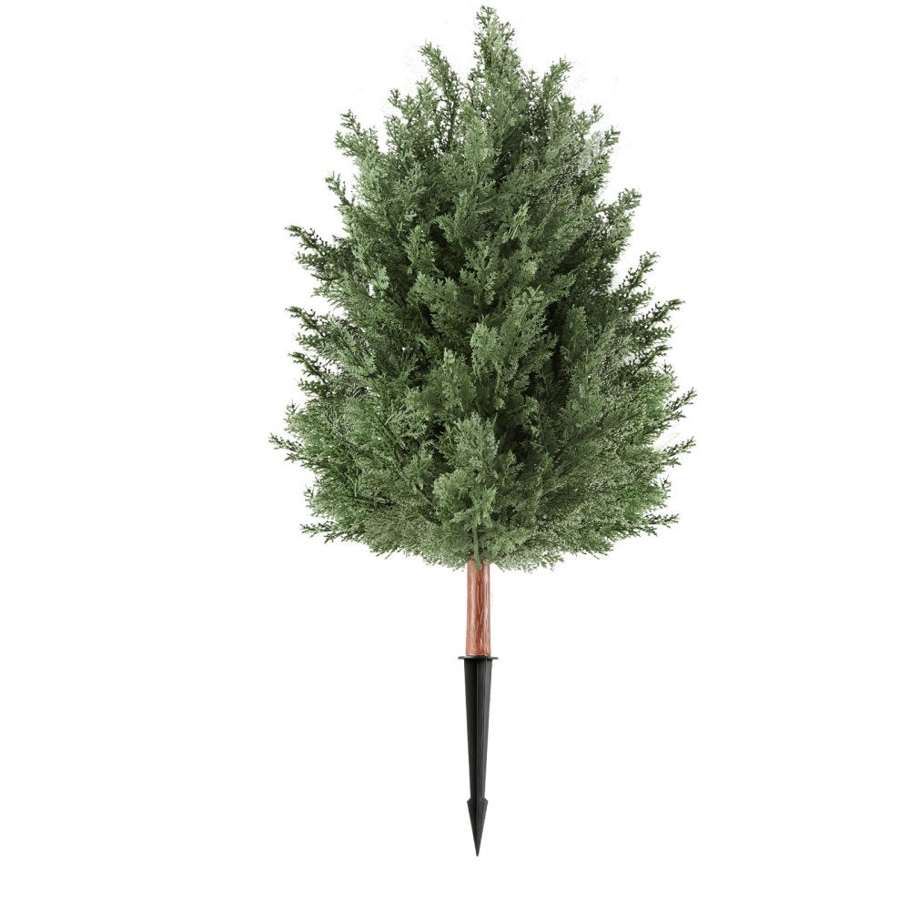 VEVOR Artificial Topiary Cedar Bush 3 Ft Set of 2 Greenery Fake Shrubs, PE Faux Trees with Ground Spikes, Indoor & Outdoor Green Plant for Front Door, Entryway, Porch, Balcony, Patio, Garden