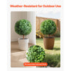 VEVOR Artificial Topiary Boxwood Trees with Ground Spike, 27 inch 2 Set Faux Shrubs & Bushes Potted Plants, Fake Silk Tree Look Real for Decor Front Porch Outdoor Indoor Patio Garden Balcony Backyard