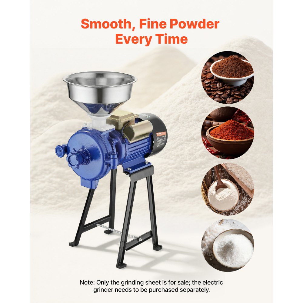 VEVOR 2PCS Grinding Sheets for Electric Grain Mill Grinder, Cast Iron Dry Grinding Discs, Replacement Grinding Plates Compatible with VEVOR GM-001, GM-002, GM-003 Corn Spice Mill Grinder