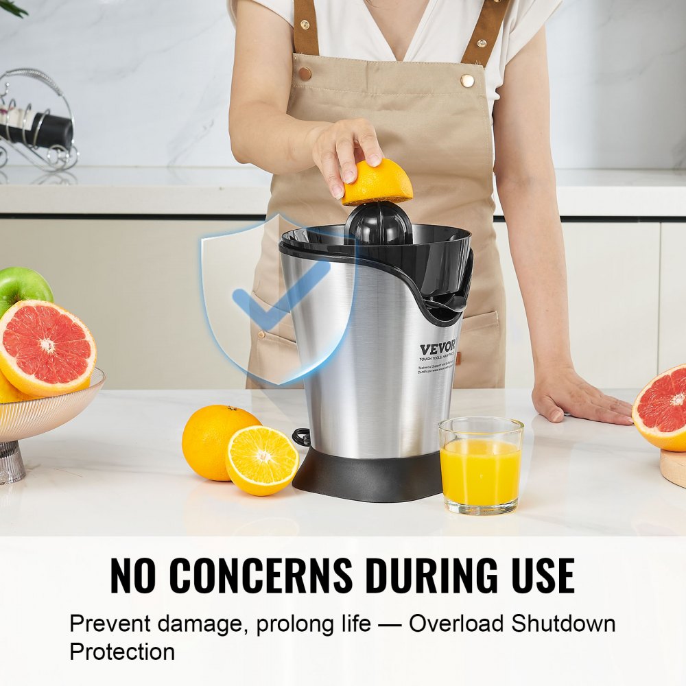 VEVOR Electric Citrus Juicer, Orange Juice Squeezer With One Juicing Cone, 100W Stainless Steel Filter Orange Juice Maker, Easy To Clean For Oranges, Grapefruits, Lemons And Other Citrus Fruits
