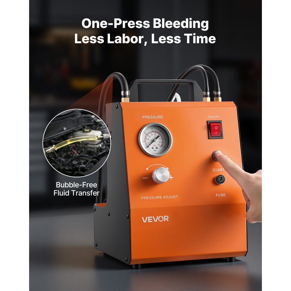VEVOR Electric Brake Bleeder Kit, 120V Automatic Brake Fluid Bleeding Kit with 7 Master Cylinder Adapters & Dual Power Supplies, 0.6 - 3 Bar Brake Pressure Bleeder Pump Fits Most Passenger Vehicles