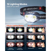 VEVOR 2 Pack Headlamps, Bright LED Rechargeable Headlight, Lightweight Head Flashlight with 12 Lighting Modes & Motion Sensor, Adjustable Headband, Head Lamps for Camping, Running, Hiking, Fishing