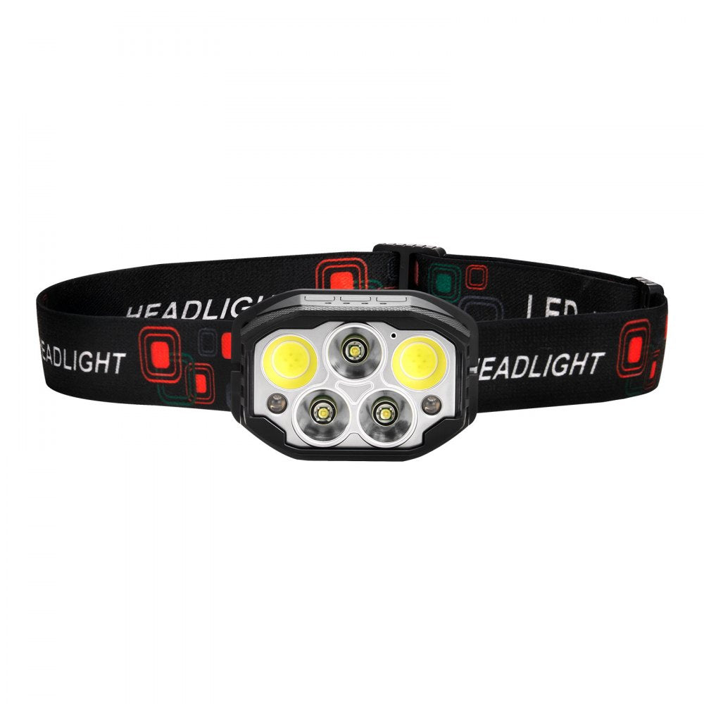 VEVOR 2 Pack Headlamps, Bright LED Rechargeable Headlight, Lightweight Head Flashlight with 12 Lighting Modes & Motion Sensor, Adjustable Headband, Head Lamps for Camping, Running, Hiking, Fishing