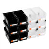 VEVOR Plastic Stackable Storage Bins, 14.8 x 8.5 x 7.1 inch (12 Pack), Plastic Containers for Organizing & Storage Bins for Garage, Small Parts, Office Supplies, Other Accessories, Black & Transparent