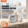 VEVOR Breast Pump, Double Electric Breast Pumps, 4 Modes & 16 Levels, 300mmHg Strong Suction, 2800mAH Rechargeable Anti-Backflow Breastfeeding Pump with LED Display, 18/21mm Inserts, 24/28mm Flanges