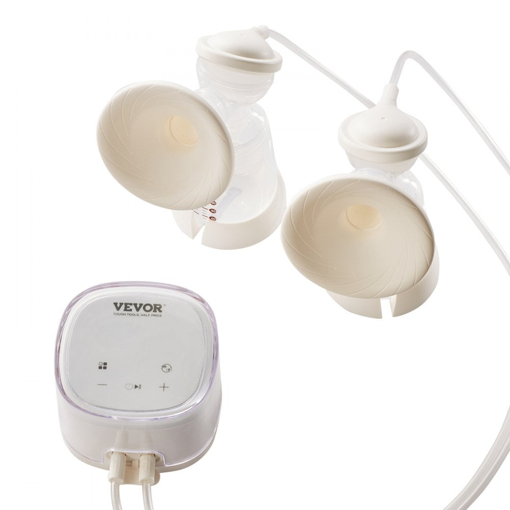 VEVOR Breast Pump, Double Electric Breast Pumps, 4 Modes & 16 Levels, 300mmHg Strong Suction, 2800mAH Rechargeable Anti-Backflow Breastfeeding Pump with LED Display, 18/21mm Inserts, 24/28mm Flanges
