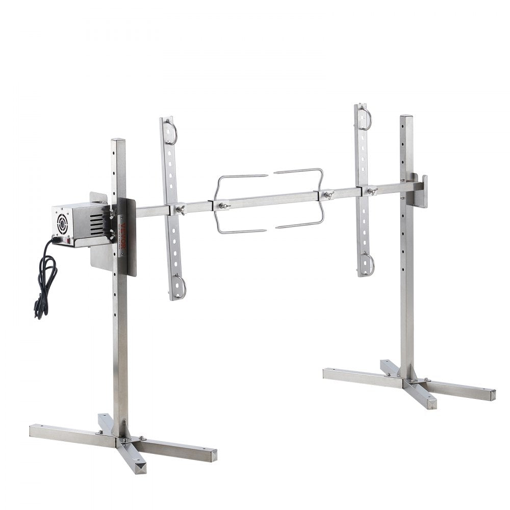 VEVOR Electric BBQ Rotisserie Grill Kit, 46 Inch 90 lbs Capacity, Automatic 42W Motor Height Adjustable Universal Roaster Stand, Stainless Steel Grilling Kit, Spit Rod with Heat Shield for Pig Lamb