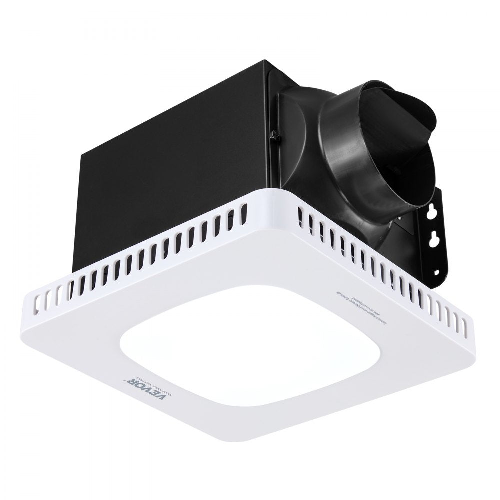 VEVOR Bathroom Exhaust Fan with LED Light, 130 CFM Bathroom Vent Three Gear Color Temp, 1.5 Sones Low-Noise, Premium AC Motor Ceiling Fan for Laundry Room, Storage Room, Home Ventilation, White